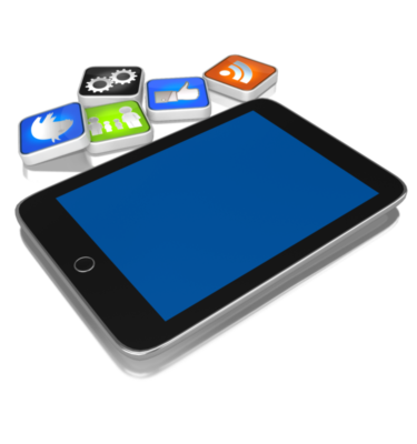 An ipad with app widgets beside it