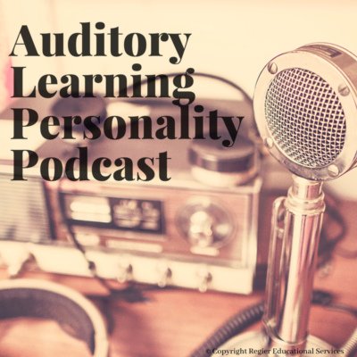 image of radio and mic, with words: Auditory Learning Personality Podcast