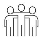 icon clipart drawing of three people, representing the social learner