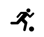 A stick figure kicking a ball