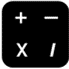 A black square with +, -, x, /