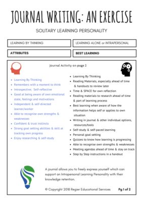 SOLITARY LEARNING PERSONALITY Journal PRINT