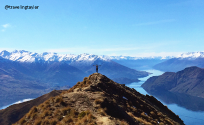 @travelingtayler on top of a mountain in NZ