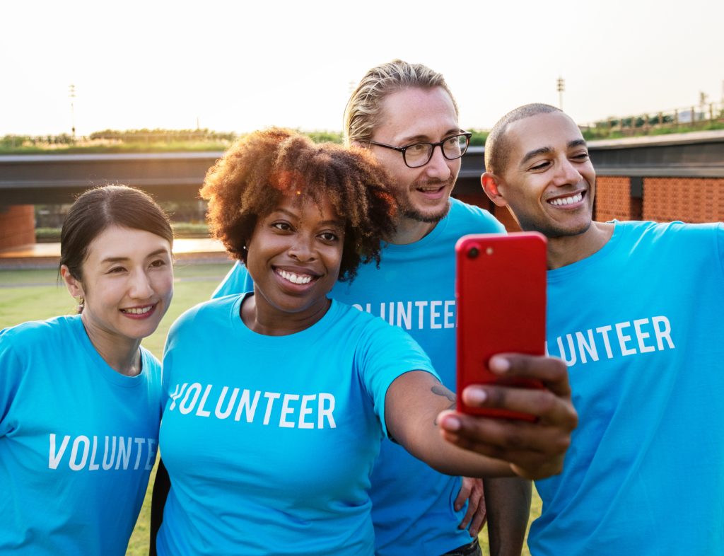 Volunteers taking a selfie