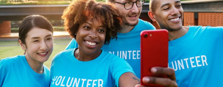 Volunteers taking a selfie