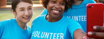 volunteers taking a selfie