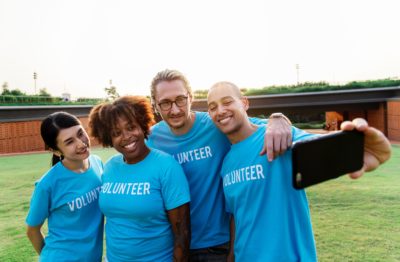 volunteers taking a selfie