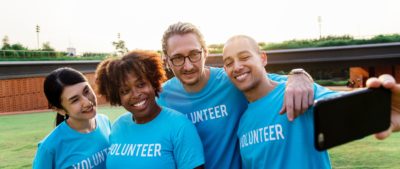 Volunteers taking a selfie