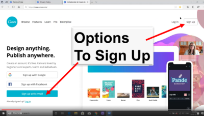 options to sign up canva