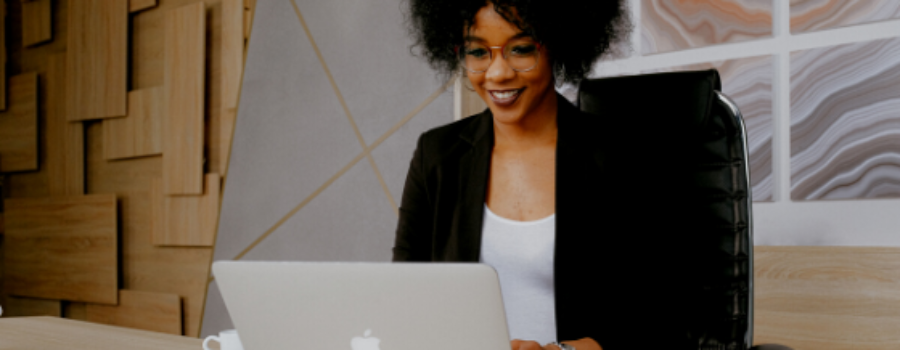 ice breaker laptop woman smiling