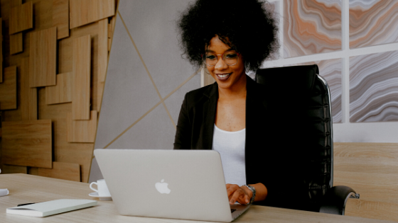 ice breaker laptop woman smiling