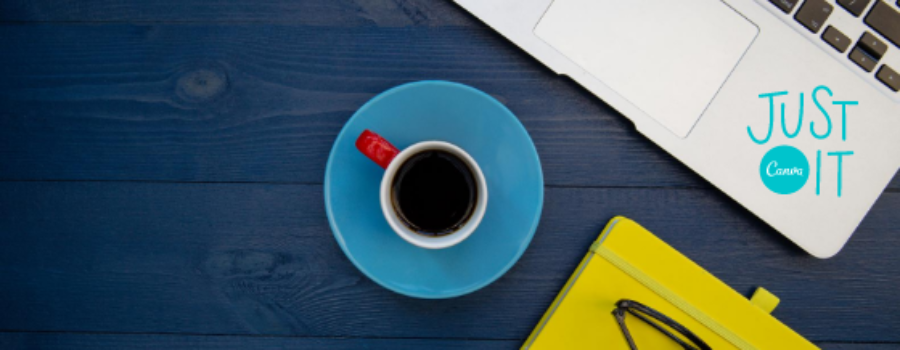 laptop coffee cup and notebook