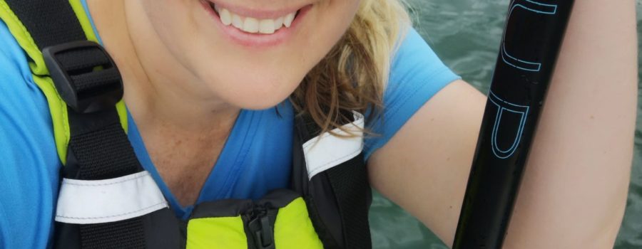 patricia on her stand up paddle board