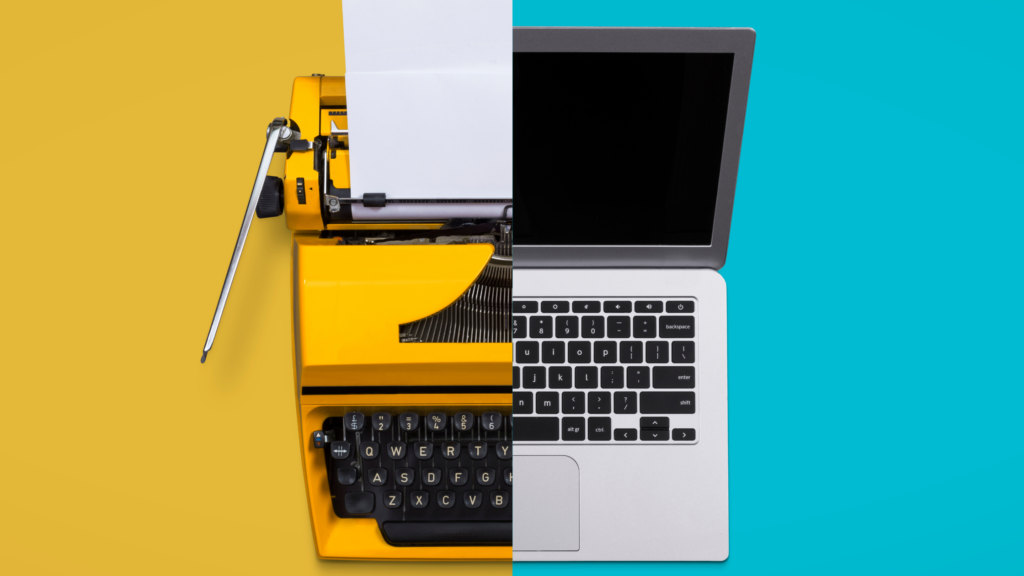 typewriter and computer