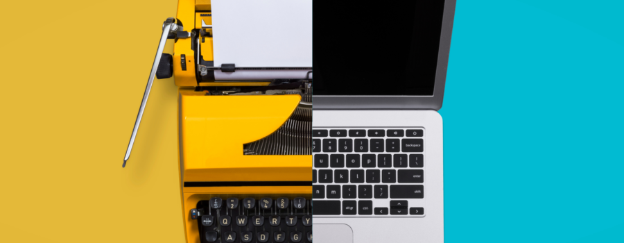 typewriter and computer