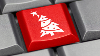 Christmas tree on a computer key