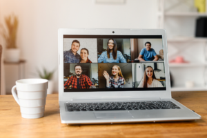 people in zoom breakout room on laptop