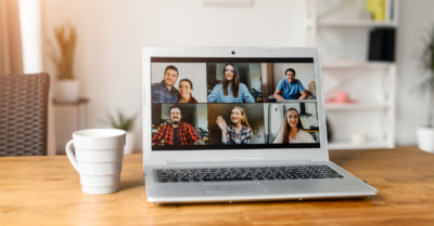 people in zoom breakout room on laptop