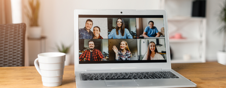 people in zoom breakout room on laptop