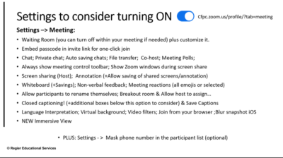 settings to turn on in Zoom