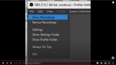 show recordings in OBS