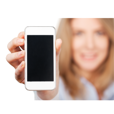 image of woman holding her cell phone up