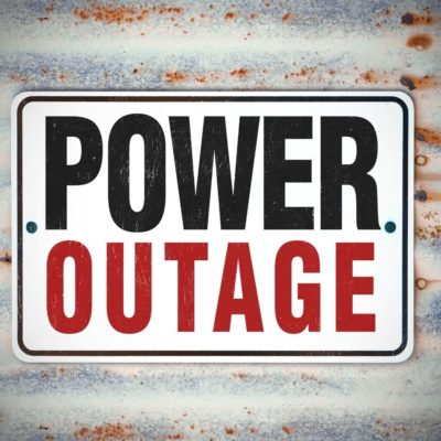image of sign reading power outage