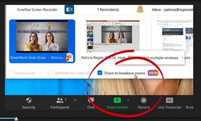 zoom share screen into breakouts