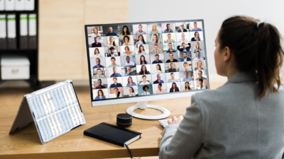 woman leading online workshop