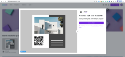 image of QR code app in Canva