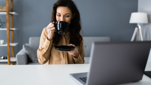 woman taking a break from online workshop or meeting