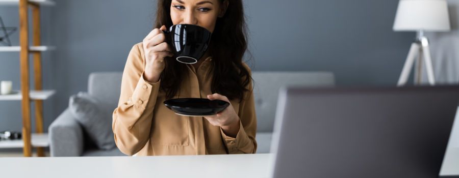 woman taking a break from online workshop or meeting