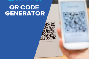 image of QR code generator and cell phone