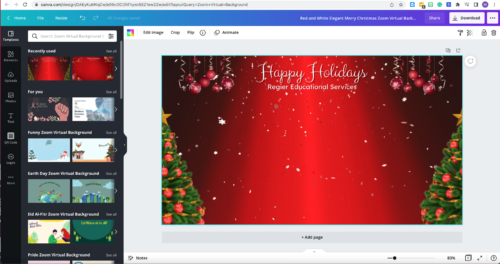 image of Zoom Virtual Holiday Background in Canva