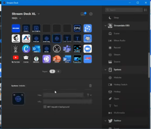 image of Stream Deck screen to add icons