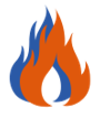 fire icon, one layer orange, one layer blue
