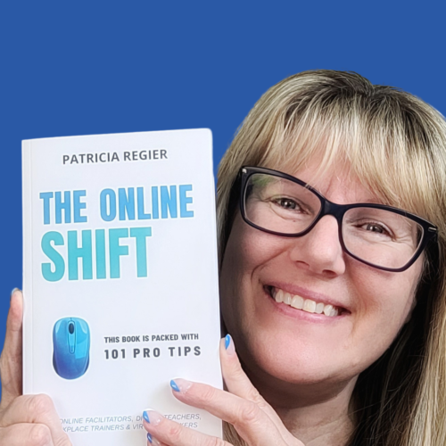 Patricia holding her book The Online Shift