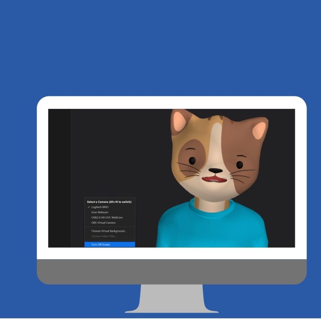 image of a cartoon cat avatar on a computer screen