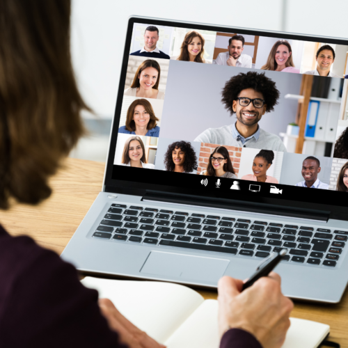 learning online computer with gallery view of people's faces