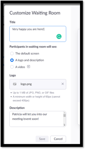 Zoom update new waiting room option to add a video