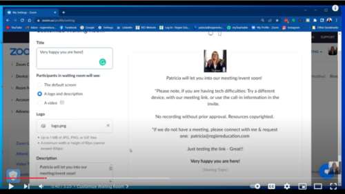 image of Zoom waiting room settings