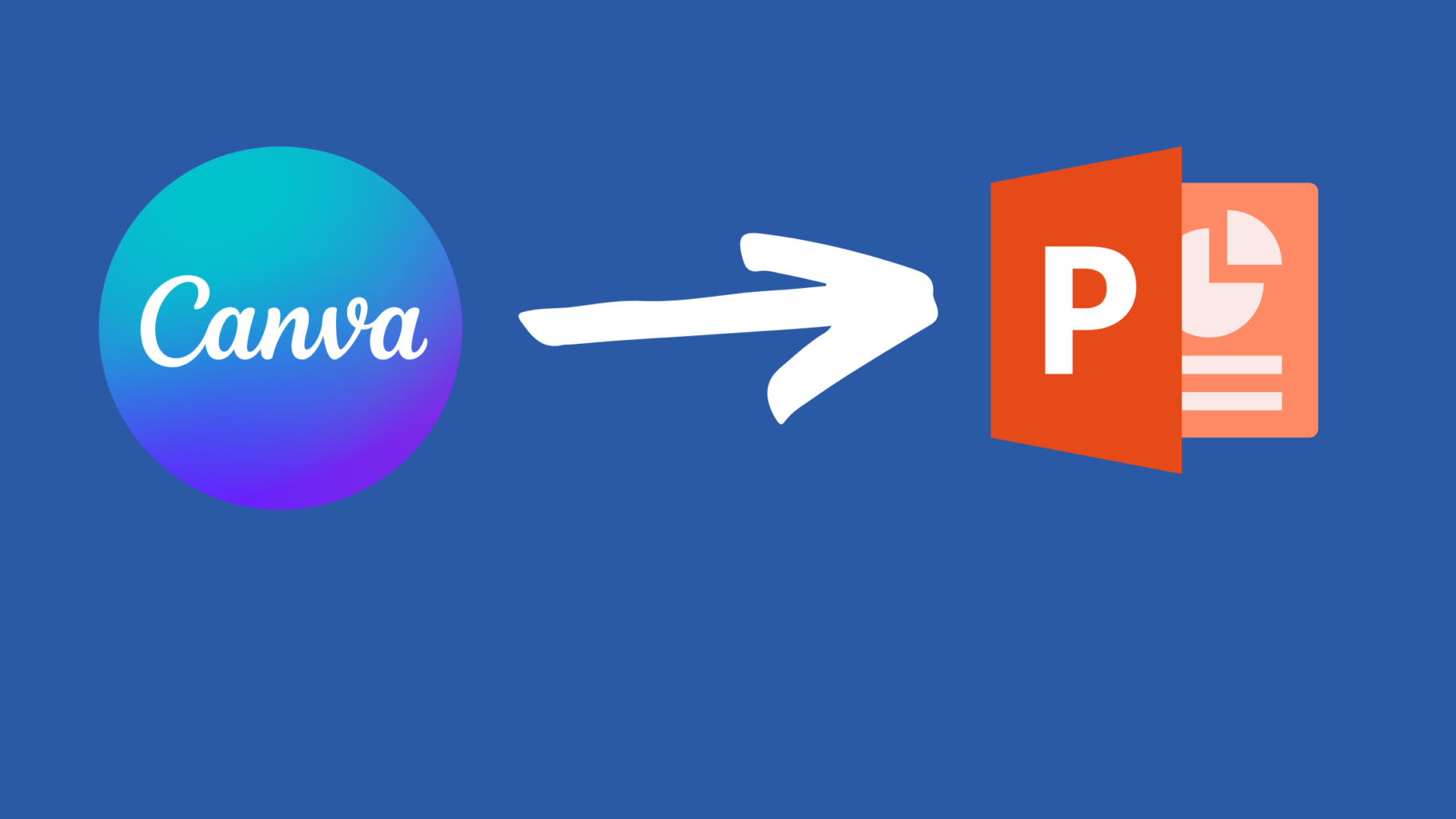 image of Canva icon and arrow pointing to a PowerPoint icon