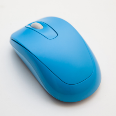 A blue computer mouse