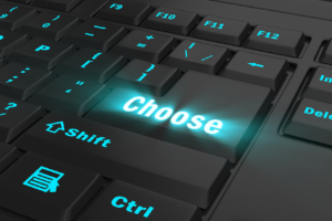 image of a keyboard with a large key that has the word Choose to help choose your adventure