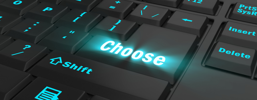 image of a keyboard with a large key that has the word Choose to help choose your adventure