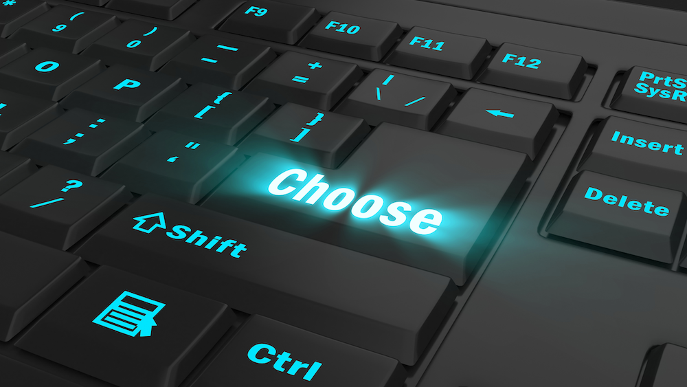 image of a keyboard with a large key that has the word Choose to help choose your adventure