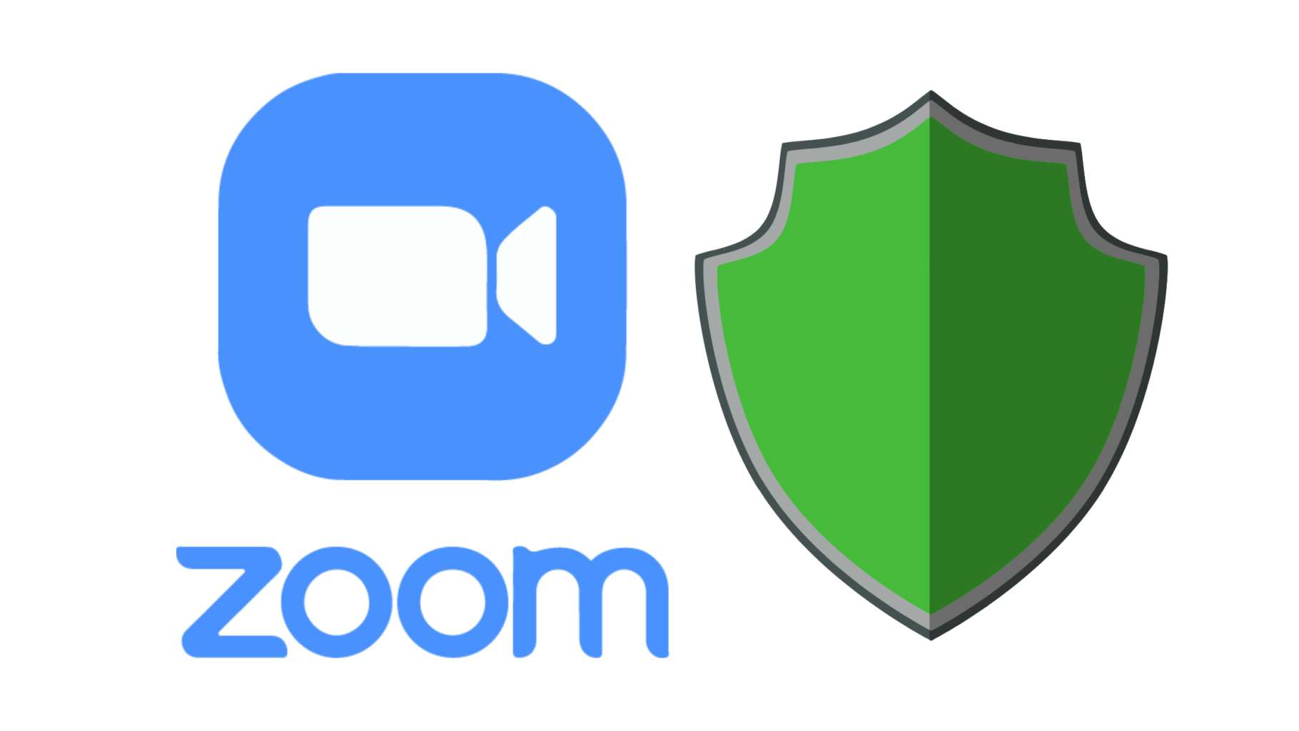 image of zoom camera icon and green shield icon