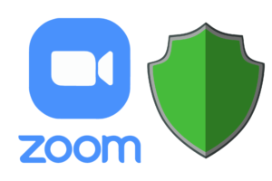 image of zoom camera icon and green shield icon