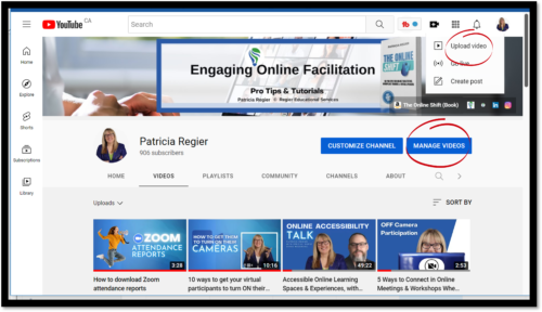 where to upload youtube video top right video icon with plus sign