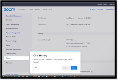 zoom reports more options such as chat history